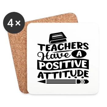 Les enseignants ont une attitude positive - Dessous de verre (lot de 4) - blanc - Devant