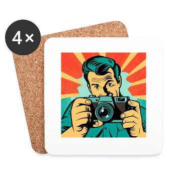 Photographe Pop Art - Dessous de verre (lot de 4) - blanc - Devant