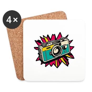 Retro-Kamera - Untersetzer (4er-Set) - Weiß - Vorne