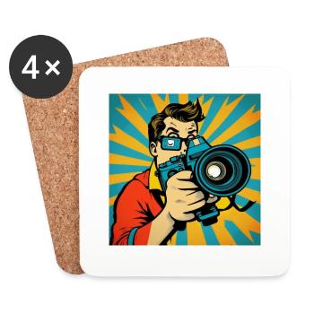 Photographe Pop Art - Dessous de verre (lot de 4) - blanc - Devant
