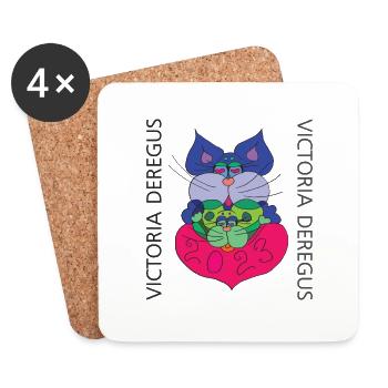 Chat-Souris Art_02 - Dessous de verre (lot de 4) - blanc - Devant