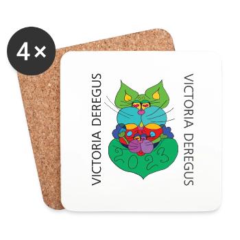Chat-Souris Art_01 - Dessous de verre (lot de 4) - blanc - Devant