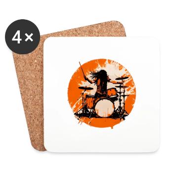 Drummer crazy Orange - Untersetzer (4er-Set) - Weiß - Vorne