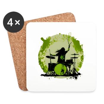 Drummer crazy green - Untersetzer (4er-Set) - Weiß - Vorne
