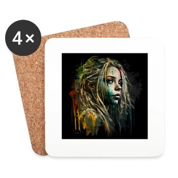 Face woman dreadlocks n°4 - Coasters (set of 4) - white - Front