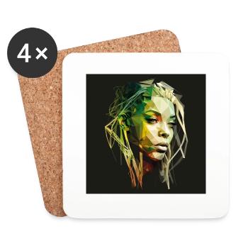 Face woman dreadlocks n°8 - Coasters (set of 4) - white - Front