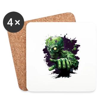 Green zombie - Coasters (set of 4) - white - Front