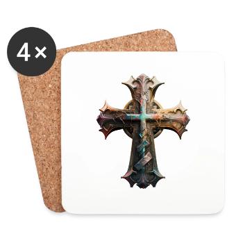 Christian Cross Symbol - Dessous de verre (lot de 4) - blanc - Devant