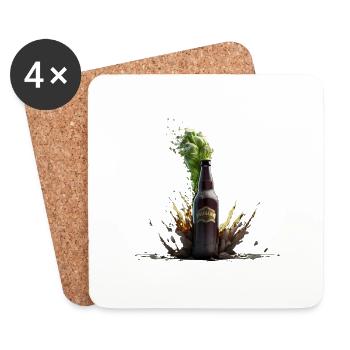Hopfen Explosion in der Craft Bier Flasche - Untersetzer (4er-Set) - Weiß - Vorne