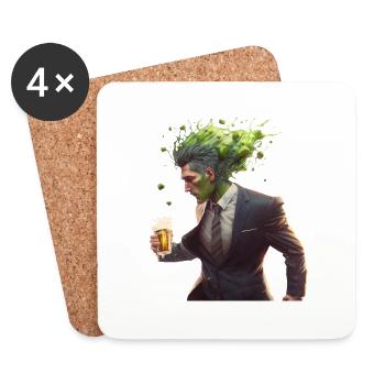 Hops explosion by craft beer. Suit - Coasters (set of 4) - white - Front