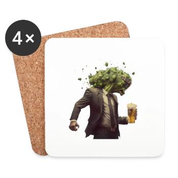 Hopfen Kopf Explosion durch Craft Bier Genuss - Untersetzer (4er-Set) - Weiß - Vorne