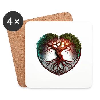 Arbre de vie Ecologie Nature Coeur - Dessous de verre (lot de 4) - blanc - Devant
