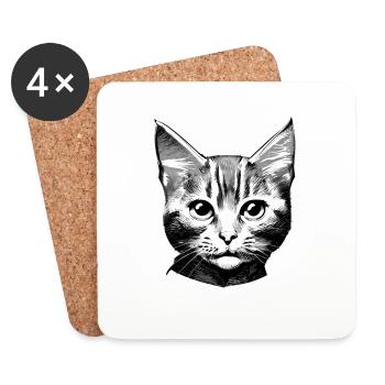 Cat Domestic Cat Pet Cat Cat Hair Kitten - Coasters (set of 4) - white - Front