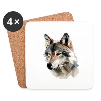 Expressive Polygon Wolf – Wildlife - Coasters (set of 4) - white - Front