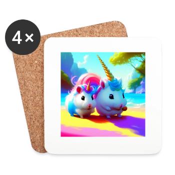 Nourriture pour hamster licorne - Dessous de verre (lot de 4) - blanc - Devant