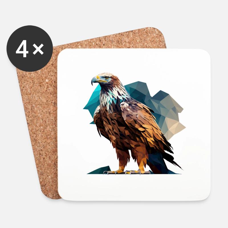 Majestätischer Polygon-Adler – Greifvogel - Untersetzer (4er-Set) - Weiß