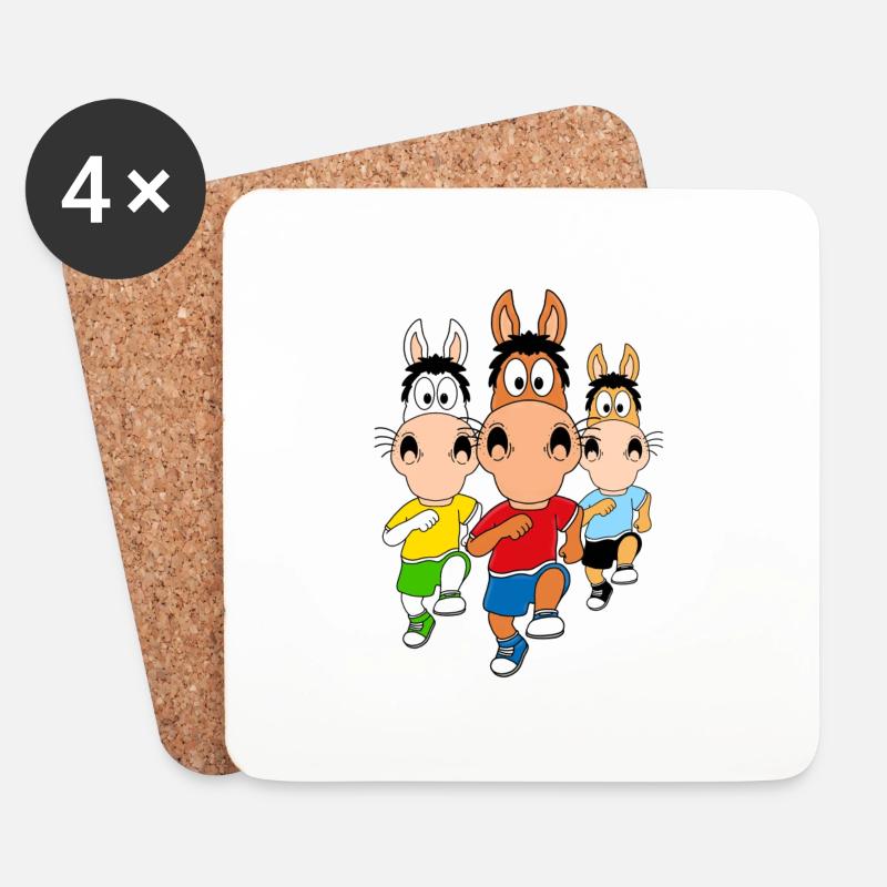 PFERDERENNEN - PFERDE - PFERD - PONYS - LAUFEN - Untersetzer (4er-Set) - Weiß