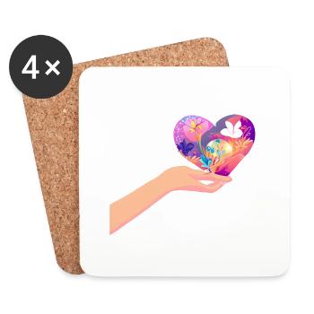 Mariage Fête des mères Saint-Valentin Fiançailles Amour - Dessous de verre (lot de 4) - blanc - Devant