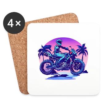 Motorcycle Motorcross Motorcyclist Motorcycle Fan - Coasters (set of 4) - white - Front
