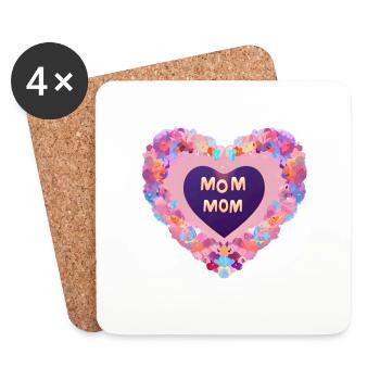 Maman Love Mami Cadeau de fête des mères Bébé maman Mère - Dessous de verre (lot de 4) - blanc - Devant