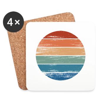 Retro Rainbow Rainbow Circle Distressed - Coasters (set of 4) - white - Front