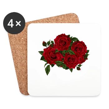 Rote Aquarellblumen - Untersetzer (4er-Set) - Weiß - Vorne