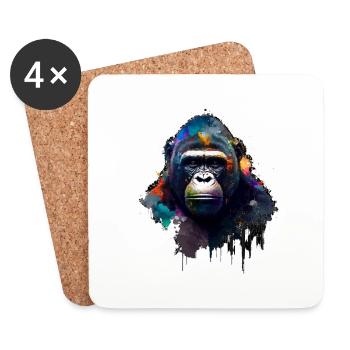 Abstract Gorilla n°2 - Coasters (set of 4) - white - Front