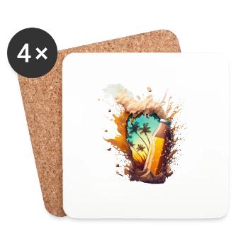Beer foam explosion, the portal to summer - Coasters (set of 4) - white - Front