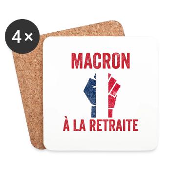 macron à la retraire Grève 2023 - Dessous de verre (lot de 4) - blanc - Devant