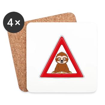 ACHTUNG FAULTIER - TIER - TIERISCH - Untersetzer (4er-Set) - Weiß - Vorne