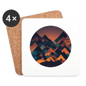 Abstrakte geometrische Landschaft - Untersetzer (4er-Set) - Weiß - Vorne