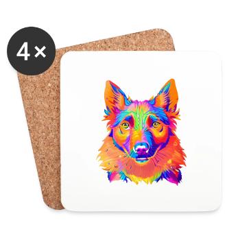 Dogs German Shepherd Dog Love Dog Owner Dog - Coasters (set of 4) - white - Front