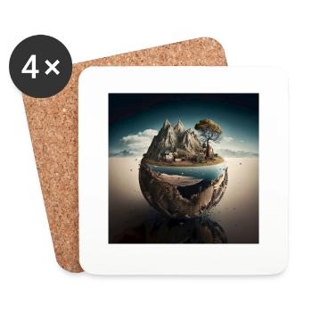 Paysage du monde n°1 - Dessous de verre (lot de 4) - blanc - Devant