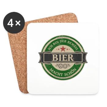 JE SUIS LA PREUVE QUE LA BIÈRE VOUS REND BELLE - Dessous de verre (lot de 4) - blanc - Devant