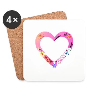 Fête des mères Mariage Fiançailles Saint-Valentin Amour - Dessous de verre (lot de 4) - blanc - Devant