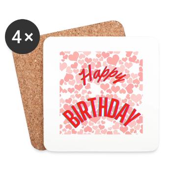 HAPPY BIRTHDAY,HAPPY BIRTHDAY,BIRTHDAY,BIRTHDAY - Coasters (set of 4) - white - Front