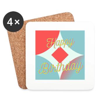 BIRTHDAY,HAPPY BIRTHDAY,HAPPY BIRTHDAY - Coasters (set of 4) - white - Front