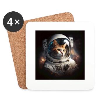Astro Cat, Spacecat, Generative AI - Coasters (set of 4) - white - Front