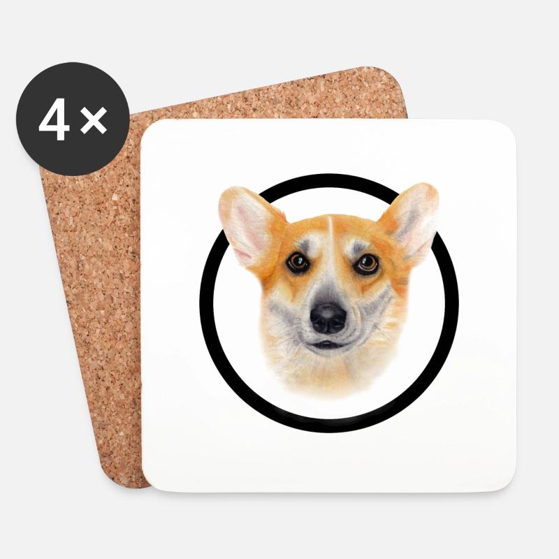 Corgi - Untersetzer (4er-Set) - Weiß