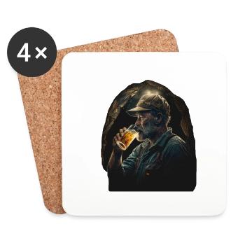 Miner's buddy with beer in the shaft - Coasters (set of 4) - white - Front