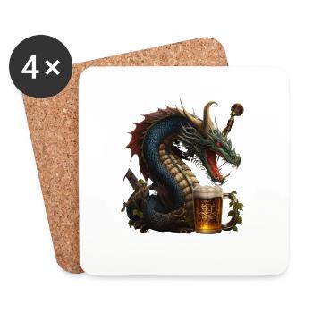 Special beer lover: Chinese dragon - Coasters (set of 4) - white - Front