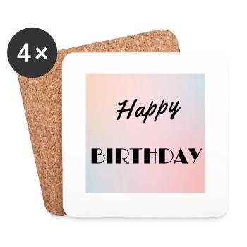 HAPPY BIRTHDAY,HAPPY BIRTHDAY,BIRTHDAY,BIRTHDAY - Coasters (set of 4) - white - Front