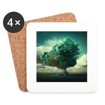 Arbre zen n°1 - Dessous de verre (lot de 4) - blanc - Devant