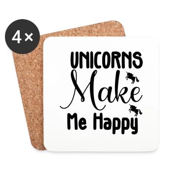 Unicorns Make Me Happy - Coasters (set of 4) - white - Front