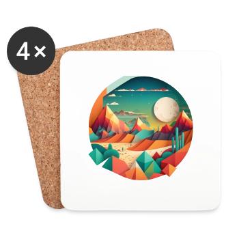 Geometrische Landschaft - Untersetzer (4er-Set) - Weiß - Vorne
