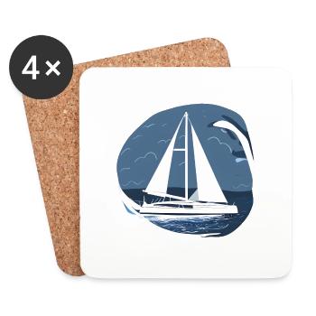 Segeln Segelsport Segler Segelboot Segelschiff - Untersetzer (4er-Set) - Weiß - Vorne