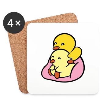 Duckie and Duck Bean Bag Cuddle - Coasters (set of 4) - white - Front