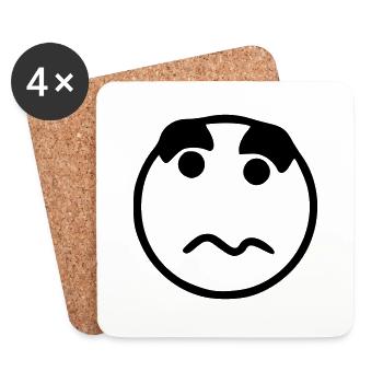 Emoji sketch nerveux noir - Dessous de verre (lot de 4) - blanc - Devant