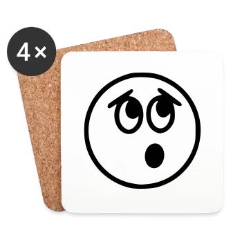 Emoji Skizze überrascht schwarz - Untersetzer (4er-Set) - Weiß - Vorne