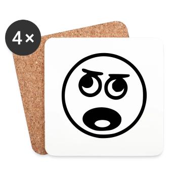 Emoji sketch cri noir - Dessous de verre (lot de 4) - blanc - Devant